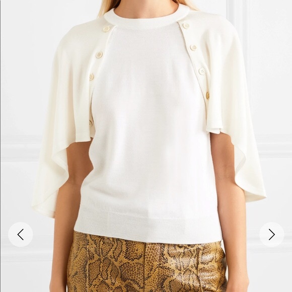 Chloe Ivory Cape-effect Jersey And Wool Top - Picture 2 of 12